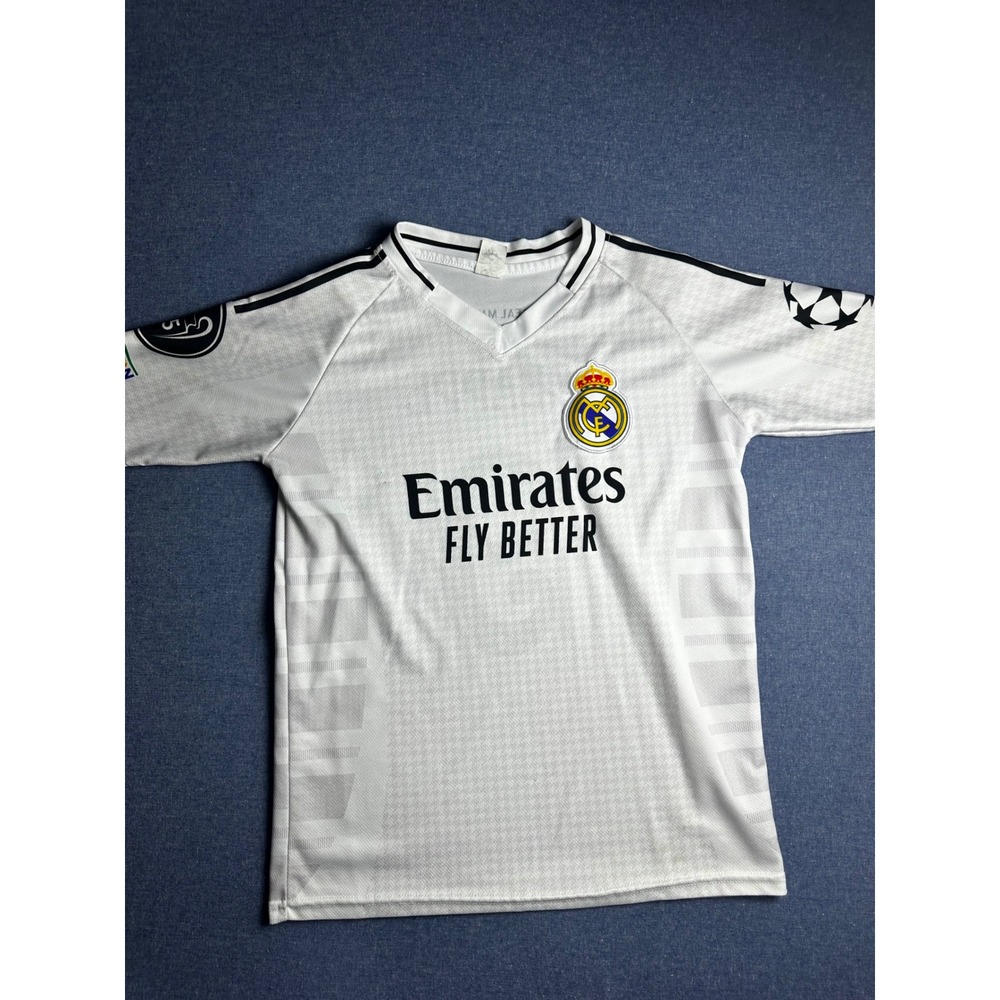 Real Madrid Mbappe 9 Soccer Jersey Kids Size 12 White Home Kit Champions League